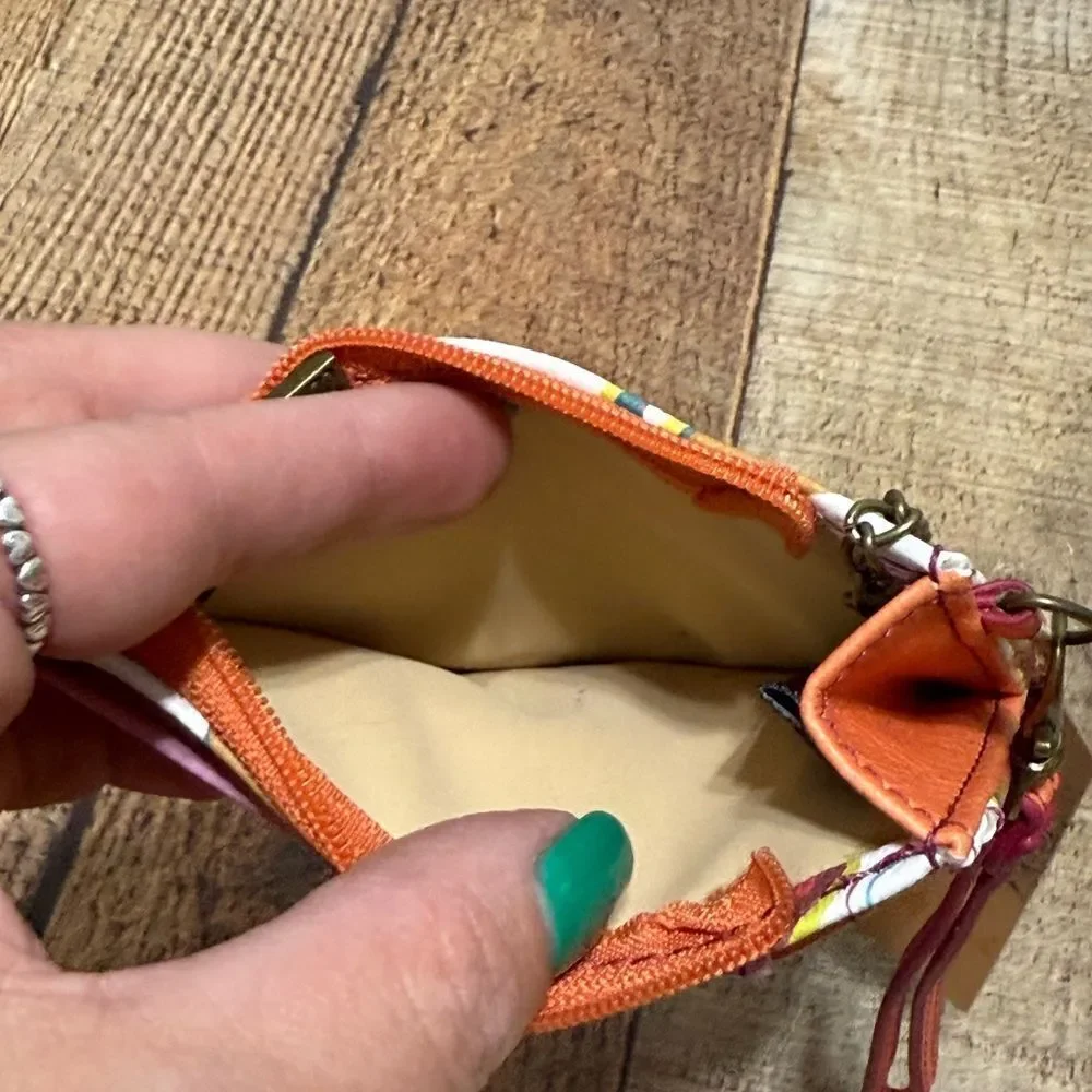 CatchFly White/Pink Vintage Boots Print Mini Wallet with Wristlet rfid cavenders